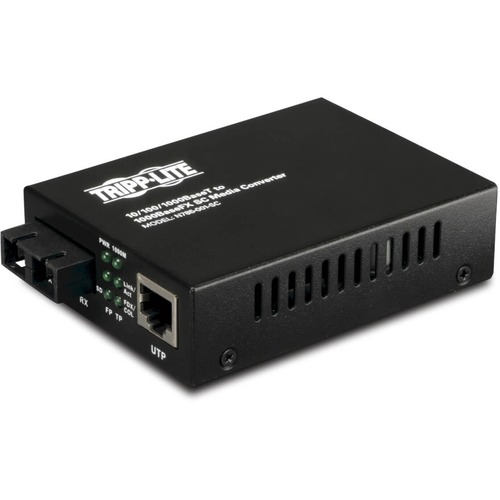 Tripp Lite Fiber Optic 10/100/1000 to 1000BaseLX SC Gigabit Multimode Media Converter 2km 1310nm - 1 x Network (RJ-45) - 1 x SC Ports - 10/100/1000Base-T, 1000Base-FX - External