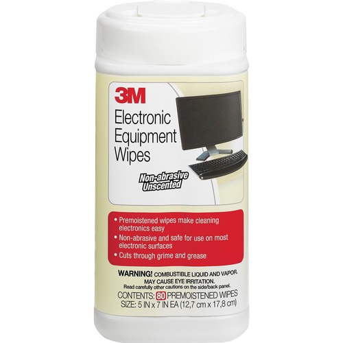 3M Premoistened Electronic Cleaning Wipes - Pre-moistened, Anti-static - 75 / Canister - 1 Each - Aqua