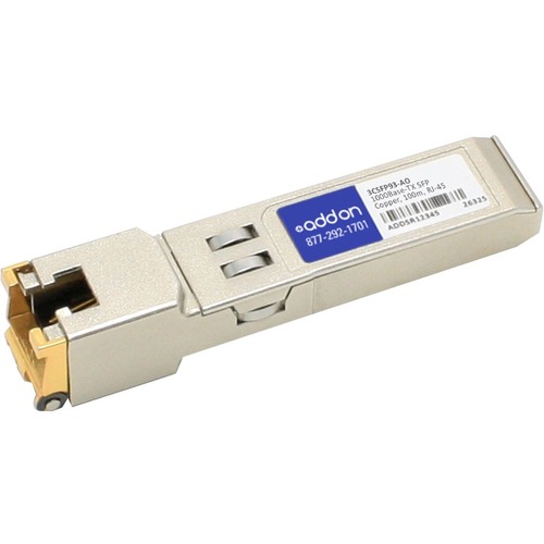 AddOn HP 3CSFP93 Compatible TAA Compliant 10/100/1000Base-TX SFP Transceiver (Copper, 100m, RJ-45) - 100% compatible and guaranteed to work