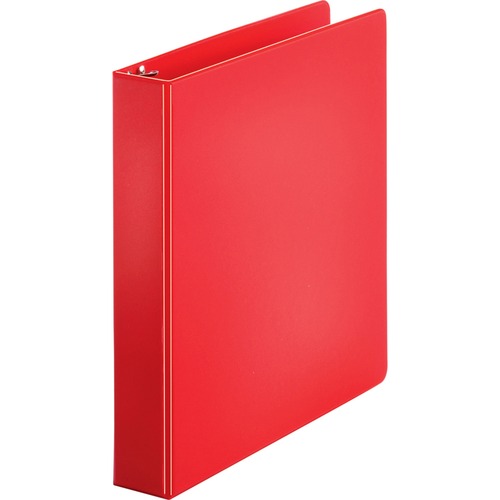 Business Source Basic Round Ring Binders - 1 1/2" Binder Capacity - Letter - 8 1/2" x 11" Sheet Size - Round Ring Fastener(s) - Vinyl - Red - 462.7 g - 1 Each