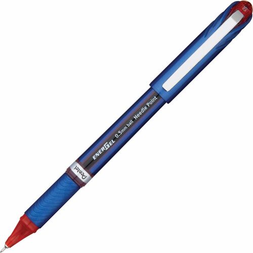 Pentel EnerGel NV Liquid Gel Pens - Fine Pen Point - 0.5 mm Pen Point Size - Needle Pen Point Style - Red Gel-based Ink - Blue Barrel - Metal Tip