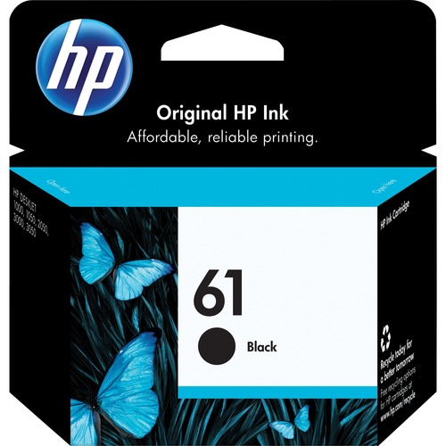 HP 61 Original Ink Cartridge - Single Pack - Inkjet - Standard Yield - 190 Pages - Black - 1 Each