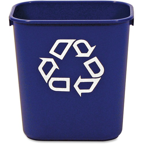 Rubbermaid Commercial 13 QT Standard Deskside Recycling Wastebasket - 3.25 gal Capacity - Rectangular - Compact, Durable - 12.1" Height x 8.2" Width x 11.4" Depth - Resin - Blue - 1 Each