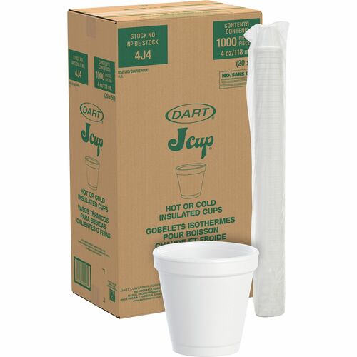 Dart 4 oz Insulated Foam Cups - 20 / Pack - Round - 50 / Carton - White - Foam - Coffee, Cappuccino, Tea, Hot Chocolate, Hot Cider, Juice, Soft Drink, Soda, Juice, Smoothie