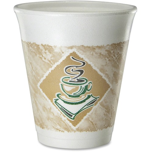 Dart 8 oz Cafe G Design Insulated Foam Cups - 25 / Pack - 40 / Carton - White, Brown, Green - Foam - Hot Drink, Cold Drink