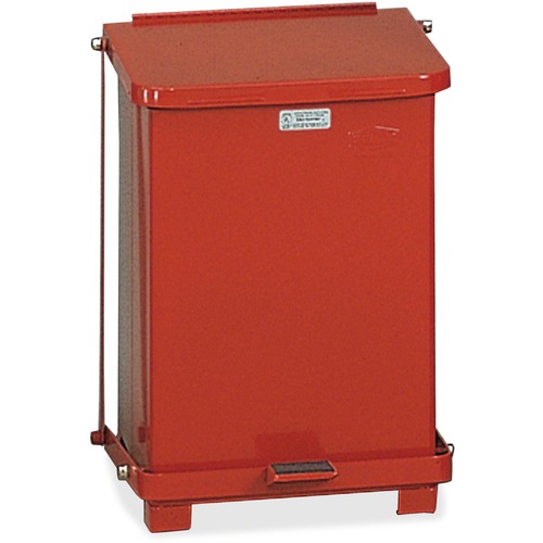 Rubbermaid Commercial Defenders Medical Waste Step Can - 7 gal Capacity - Square - 17" Height x 12" Width x 12" Depth - Plastic, Steel, Nylon - Red - 1 Each