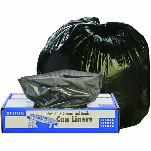 Stout Recycled Content Trash Bags - 33 gal/55 lb Capacity - 33" Width x 40" Length - 1.30 mil (33 Micron) Thickness - Brown - Plastic, Resin - 100/Carton - Home, Office, Industrial - Recycled