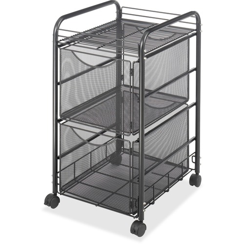 Safco Onyx Double Mesh Mobile File Cart - 2 Shelf - 2 Drawer - 4 Casters - 1.50" (38.10 mm) Caster Size - x 15.8" Width x 17" Depth x 27" Height - Black Steel Frame - Black - 1 Each - Mobile File Carts & Cabinets - SAF5212BL