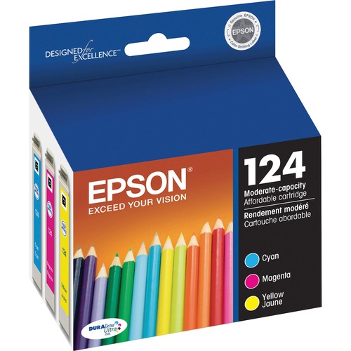 Epson DURABrite T124520 Original Ink Cartridge - Inkjet - 170 Pages - Cyan, Magenta, Yellow - 1 Each - Ink Cartridges & Printheads - EPST124520S