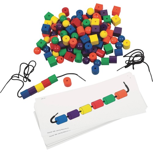 Learning Resources Beads and Pattern Card Set - Theme/Subject: Learning, Fun - Skill Learning: Tactile Discrimination, Visual, Shape, Patterning, Reading, Mathematics, Counting, Cardinality, Measurement, Fine Motor, Sequencing - Creative Learning - LRN0139