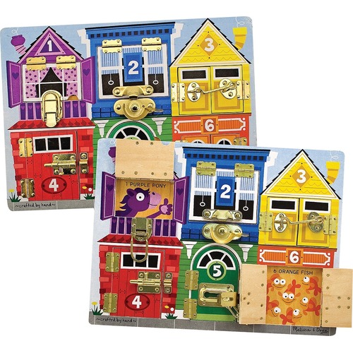 Melissa & Doug Latches Board - Theme/Subject: Fun - Skill Learning: Fine Motor, Color, Number, Animal - 3 Year & Up