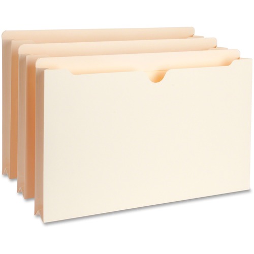 Business Source Straight Tab Cut Legal Recycled File Pocket - 8 1/2" x 14" - 1 1/2" Expansion - Manila - 10% Recycled - 50 / Box - Manila Jackets - BSN65802