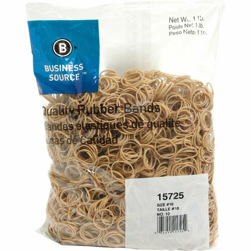 Business Source Quality Rubber Bands - Size: #10 - 1.25" (31.75 mm) Length x 62.50 mil (1.59 mm) Width - Sustainable - 3700 / Pack - Rubber - Crepe