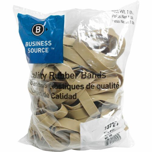 Business Source Quality Rubber Bands - Size: #105 - 5" Length x 0.6" Width - Sustainable - 60 / Pack - Rubber - Crepe