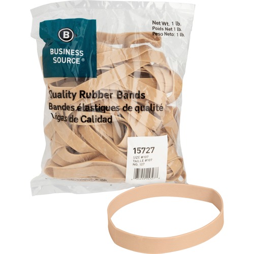 Business Source Quality Rubber Bands - Size: #107 - 7" (177.80 mm) Length x 0.63" (15.88 mm) Width - Sustainable - 40 / Pack - Rubber - Crepe - Rubber Bands - BSN15727