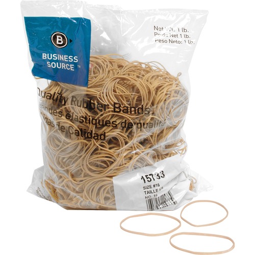 Business Source Quality Rubber Bands - Size: #16 - 2.50" (63.50 mm) Length x 62.50 mil (1.59 mm) Width - Sustainable - 1800 / Pack - Rubber - Crepe