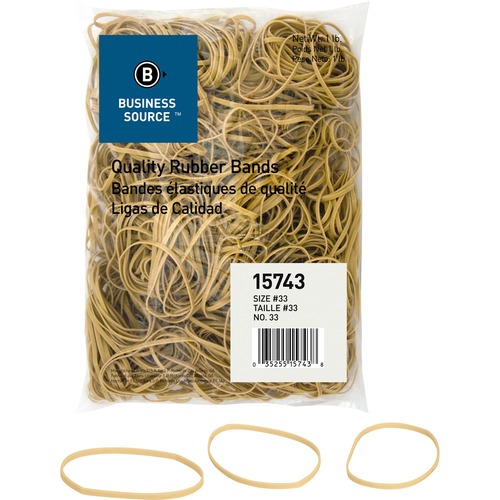 Business Source Quality Rubber Bands - Size: #33 - 3.50" (88.90 mm) Length x 0.13" (3.18 mm) Width - Sustainable - 600 / Pack - Rubber - Crepe