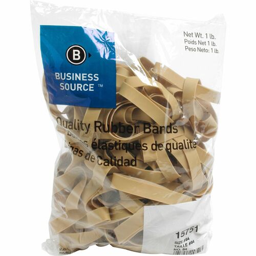 Business Source Quality Rubber Bands - Size: #84 - 3.50" (88.90 mm) Length x 0.50" (12.70 mm) Width - Sustainable - 150 / Pack - Rubber - Crepe - Rubber Bands - BSN15751