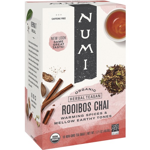 Numi Rooibos Chai Organic Tea - Herbal Tea - 18 Teabag - 18 / Box