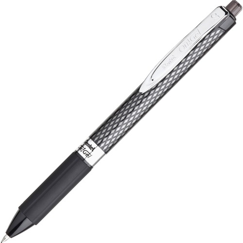 Pentel OH! Medium Point Gel Pens - Medium Pen Point - 0.7 mm Pen Point Size - Black Gel-based Ink - Carbon Fiber Barrel - 1 Dozen