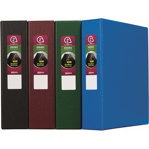 Avery® Durable Binder - Letter - 8.5" x 11" - 500 Sheet - 2" Capacity - 12 / Carton - Black, Green, Burgundy, Royal Blue