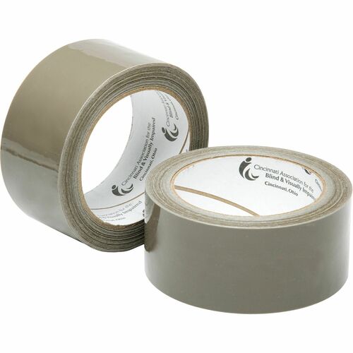 SKILCRAFT 7510-00-079-7906 Packaging Tape - 60 yd Length x 2" Width - 3" Core - 3.10 mil - Plastic Backing - 1 / Roll - Tan