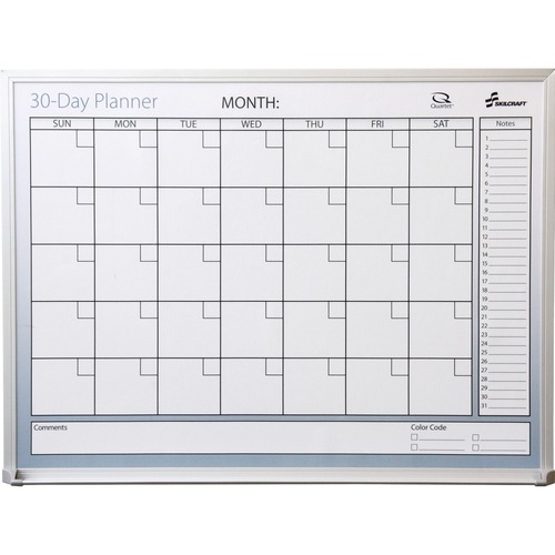 SKILCRAFT 7520-01-223-9896 Dry Erase Planner - Daily - 24" x 36" - Aluminum Frame