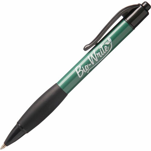 SKILCRAFT Bio-Write 7520-01-578-9306 Ballpoint Pen - Fine Pen Point - Refillable - Retractable - Black - Bioplastic Barrel - 1 Dozen