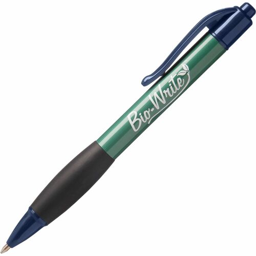 SKILCRAFT Bio-Write 7520-01-578-9308 Ballpoint Pen - Fine Pen Point - Refillable - Retractable - Blue - Bioplastic Barrel - 1 Dozen