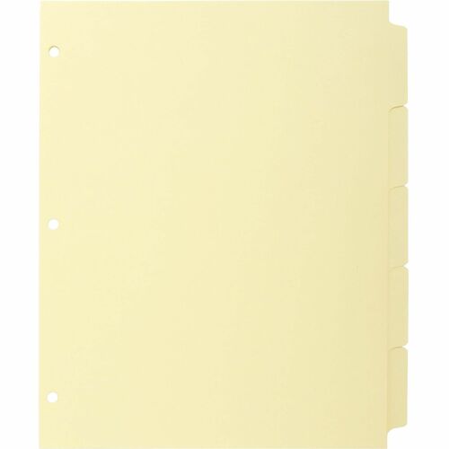 Business Source Mylar-reinforced Plain Tab Indexes - 5 Write-on Tab(s) - 8.5" Divider Width x 11" Divider Length - Letter - 3 Hole Punched - Canary Tab(s) - Hole-punched, Mylar Reinforcement, Mylar Reinforced Edge - 36 / Box