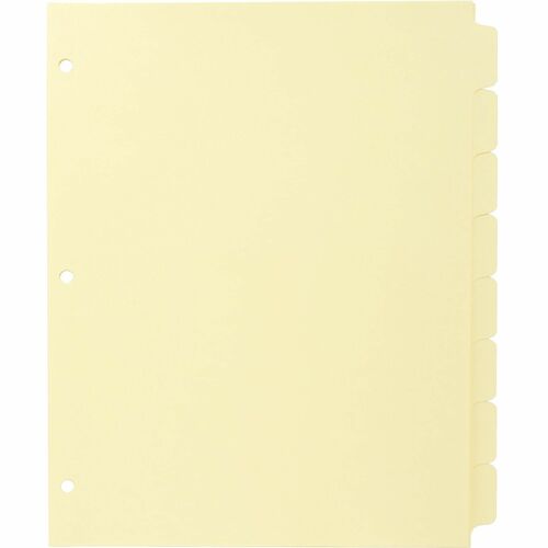 Business Source Mylar-reinforced Plain Tab Indexes - 8 Write-on Tab(s) - 8.5" Divider Width x 11" Divider Length - Letter - 3 Hole Punched - Canary Tab(s) - Hole-punched, Mylar Reinforced Edge - 24 / Box