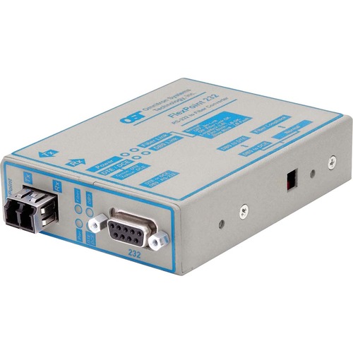 FlexPoint RS-232 Serial Fiber Media Converter DB-9 LC Single-mode 30km - 1 x RS-232; 1 x LC Single-mode; US AC Powered; Lifetime Warranty