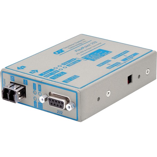 FlexPoint RS-232 Serial Fiber Media Converter DB-9 LC Single-mode 30km - 1 x RS-232; 1 x LC Single-mode; No Power Adapter; Lifetime Warranty