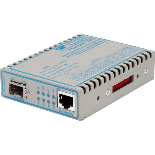 FlexPoint 10/100/1000 Gigabit Ethernet Fiber Media Converter RJ45 SFP - 1 x 10/100/1000BASE-T; 1 x 100/1000BASE-X; No Power Adapter; Lifetime Warranty
