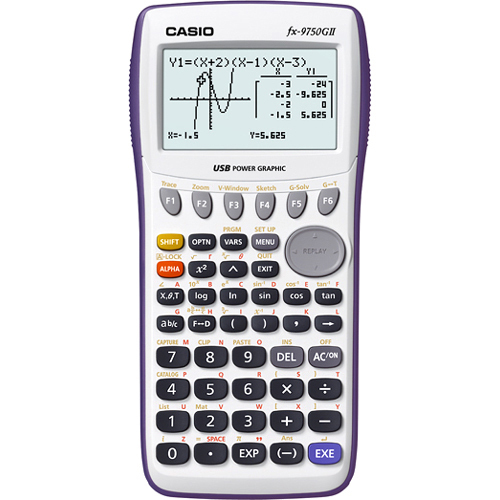 Casio FX-9750GII Graphing Calculator - 26 KB - Flash - 8 Line(s) - 21 Digits - LCD - Battery Powered - 0.9" x 3.6" x 7.2" - White