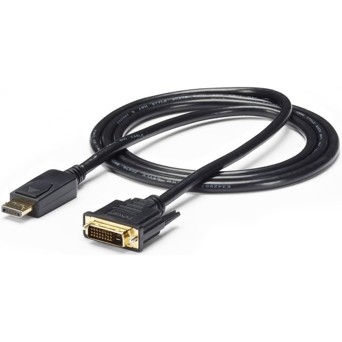 StarTech.com 6ft (1.8m) DisplayPort to DVI Cable, 1080p Video, DisplayPort to DVI-D Adapter/Converter Cable, DP 1.2 to DVI Monitor Cable - 6ft Passive DP 1.2 to DVI-D single-link cable connects DVI monitor; 1920x1200/1080p 60Hz; HBR2/HDCP 1.4; EDID - Disp - AV Cables - STCDP2DVI2MM6