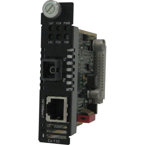 Perle C-110-S1SC20U Media Converter - 1 x Network (RJ-45) - 1 x SC Ports - 10/100Base-TX, 100Base-BX - 20 km - Internal
