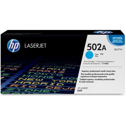 HP 502A (Q6471AG) Original Toner Cartridge - Single Pack - Laser - 4000 Pages - Cyan - 1 Each