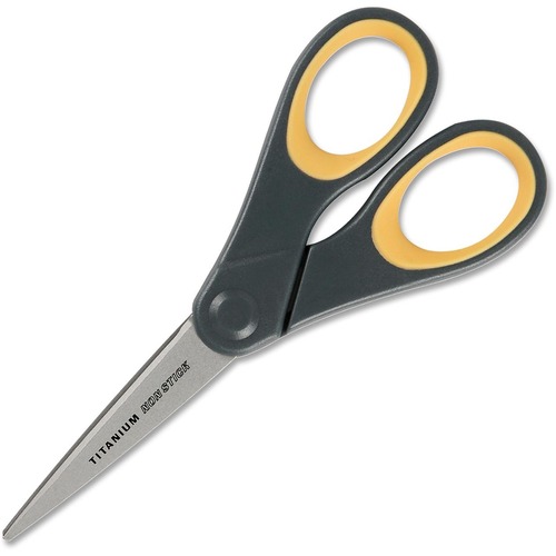 Westcott Titanium Nonstick Scissors - 5" (127 mm) Overall Length - Straight-left/right - Titanium - Yellow - 1 Each - Scissors - ACM14881