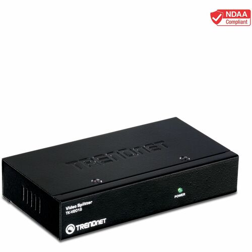 TRENDnet 4-Port Stackable Video Splitter, Cascade up to 3 units, Clone, Repeat, Support VGA, SVGA, Multisync Display, Up to 65 Meters, TK-V401S - 4-Port Video Splitter