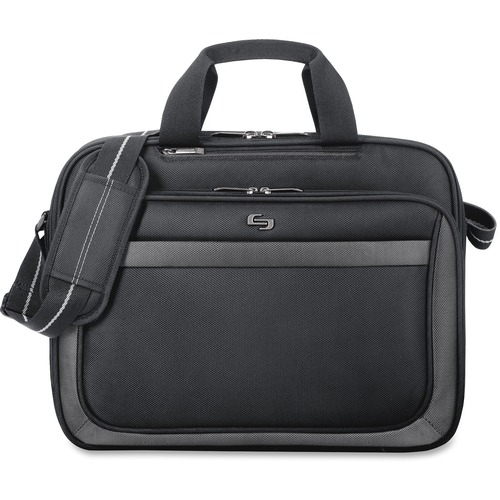 Solo Sterling Carrying Case (Briefcase) for 15.6" Notebook - Black - Ballistic Poly, Polyester Body - Handle, Shoulder Strap - 12.8" Height x 15.3" Width x 7" Depth - 1 Each