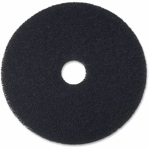 3M Black Stripper Pad 7200 - 19" Diameter - 5/Carton x 19" Diameter - Fiber - Black