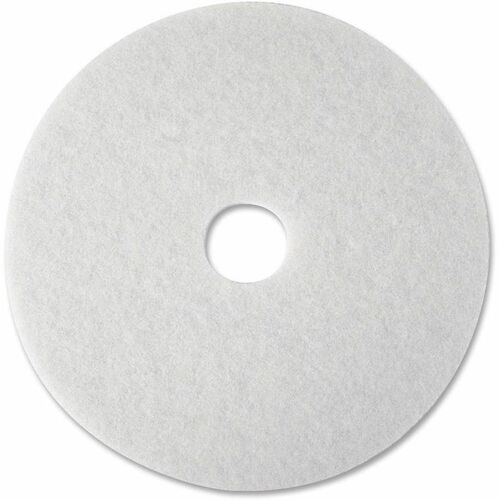 3M White Super Polish Pads - 5/Carton - Round x 12" Diameter - Polishing, Floor, Buffing, Scrubbing - Wood Floor - 175 rpm to 600 rpm Speed Supported - Textured, Adhesive, Durable, Scuff Mark Remover, Heel Mark Remover - Polyester Fiber - White
