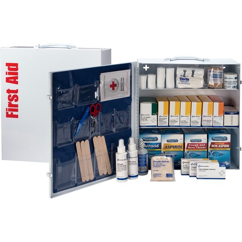 First Aid Only 3-shelf 100-person First Aid Kit - 1092 x Piece(s) For 100 x Individual(s) - 16.5" Height x 15" Width x 5.5" Depth - Metal Case - 1 Each