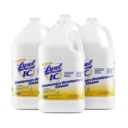 Lysol I.C. Quaternary Disinfectant Cleaner - For Multipurpose - Concentrate - 128 fl oz (4 quart) - Original Scent - 4 / Carton - Amber
