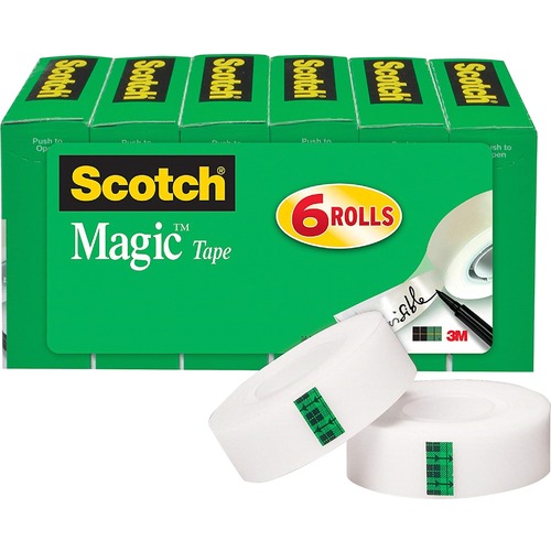 Scotch 3/4"W Magic Tape - 27.78 yd Length x 0.75" Width - 1" Core - Yellowing Resistant - For Office, Home, School, Mending - 6 / Pack - Transparent