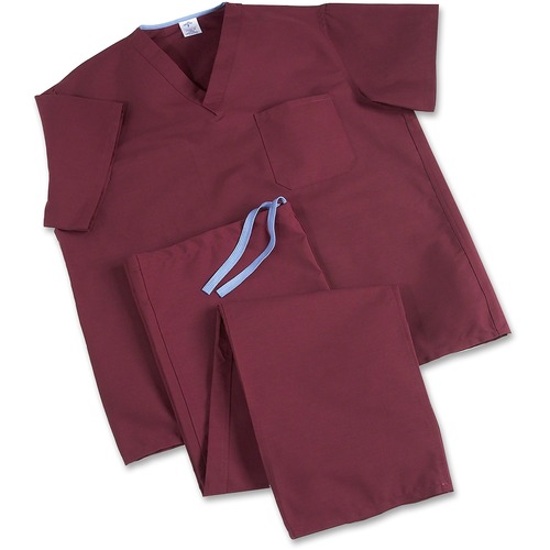 Medline ComfortEase Scrub Pants - Large (L) - Unisex - 1 Each - Wine