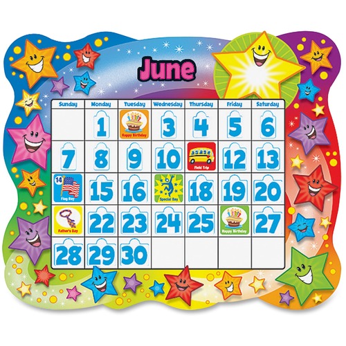 Trend Star Calendar Bulletin Board Set - Durable - 26" Height x 31.50" Width - Assorted - 1 Set