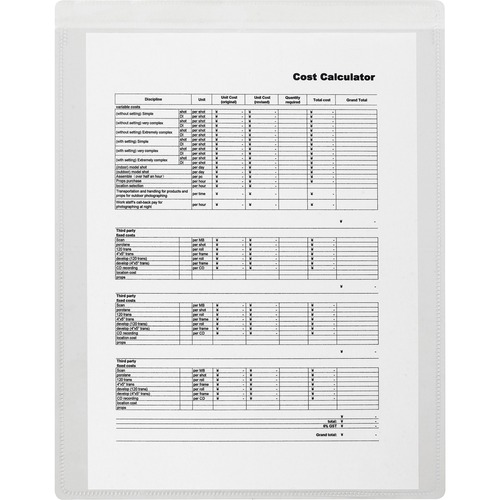 Business Source Self-Adhesive Shop Ticket Holders - 9" (228.60 mm) x 12" (304.80 mm) x - Vinyl - 50 / Box - Clear - Ticket Holders - BSN16465