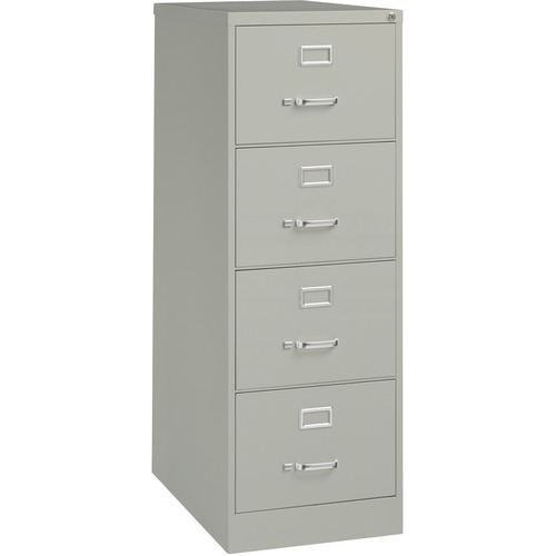 Lorell Vertical File Cabinet - 4-Drawer - 18" x 26.5" x 52" - 4 x Drawer(s) for File - Legal - Vertical - Lockable, Ball-bearing Suspension, Heavy Duty - Light Gray - Steel - Recycled = LLR60199